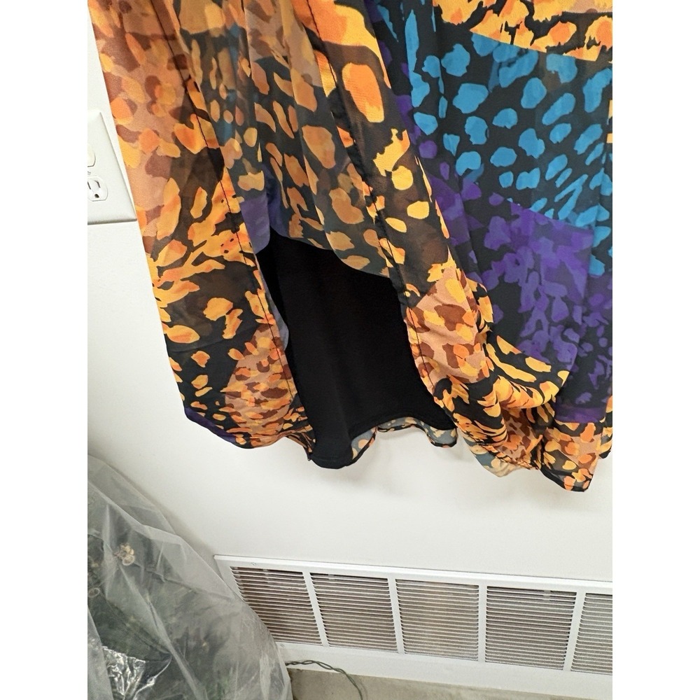 ASHRO Size 2X Blue, Purple, Gold and Green Lined Sheer Skirt Gypsy Boho Chic - Picture 8 of 8